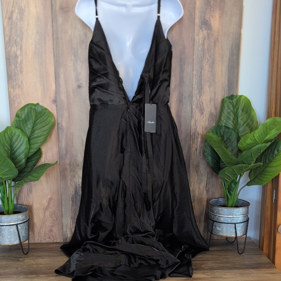LoyELoy Black Strapless Silky Maxi Sleeveless NWT Dress L M679 - Picture 4 of 9